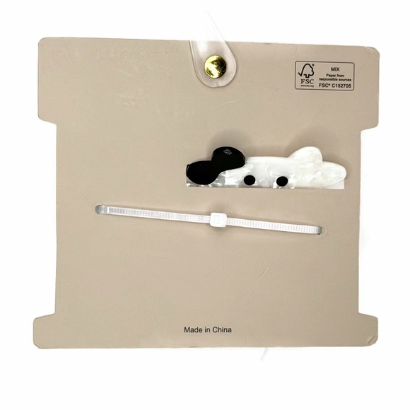 Piper K Cow Hair Claw Clip White Black Pink - Picture 6 of 8